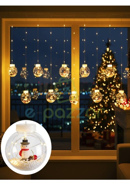 3 mt Kardan Adam Figürlü Yılbaşı Organizasyon Konsept Süsleme 10 Top Perde LED 8 Mod LED 220V Fişli