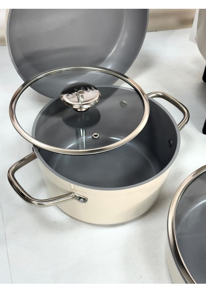 Cornhill 7 Parça Seramik Tencere Seti Krem modelleri