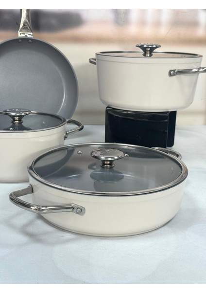 Cornhill 7 Parça Seramik Tencere Seti Krem