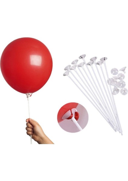 15 Adet Balon Çubuğu ve Balon Sap Tutacağı Set Balonların Ağzını Kendi Kapatan Düzeneğe Sahip Aparat fırsatları