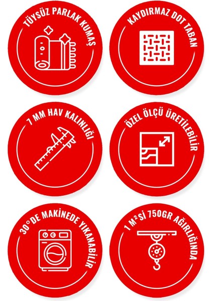 Beyaz Metalik Kaymaz Taban Yıkanabilir Ince Dijital Baskı Yolluk