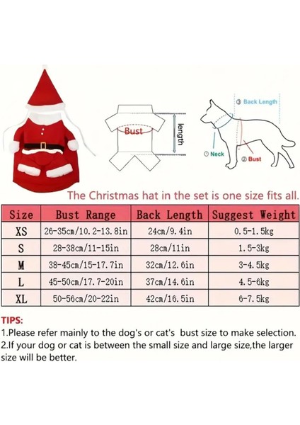 Şenlikli Noel Baba Köpek Kostüm Seti – Küçük Irklar Için Sıcak Polyester Tulum, Kazak Tasarım Evcil Hayvan Kıyafeti-L Beden