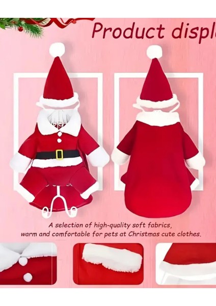 Şenlikli Noel Baba Köpek Kostüm Seti – Küçük Irklar Için Sıcak Polyester Tulum, Kazak Tasarım Evcil Hayvan Kıyafeti-L Beden