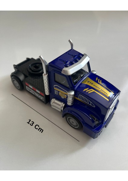 Metal Çek Bırak Tır Kafası Araba 13X5 cm Mavi