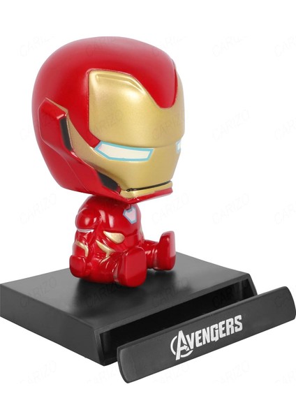 Marvel Iron Man Demir Adam Sallanan Kafalı Figür Biblo Telefon Tutucu Dekoratif Masa Süsü modelleri