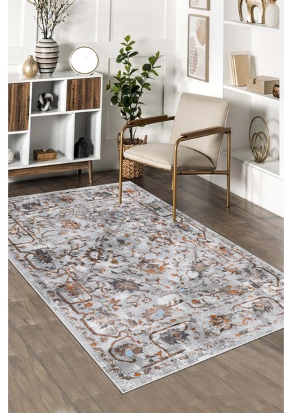 Gri Kalın Dokulu Kaymaz Taban Yıkanabilir Halı ve Yolluk Seti fiyatları