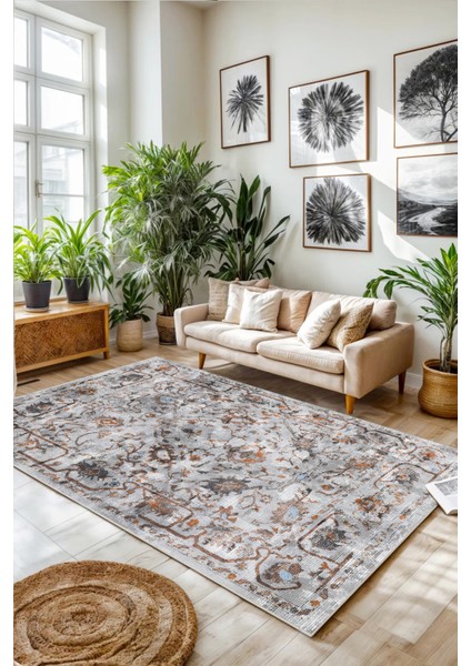 Gri Kalın Dokulu Kaymaz Taban Yıkanabilir Halı ve Yolluk Seti fırsatları