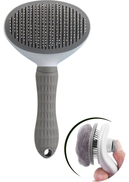 Kedi Köpek Tüy Toplayıcı Kendini Temizleyebilen Ergonomik Rahat Evcil Hayvan Tarağı Gri modelleri