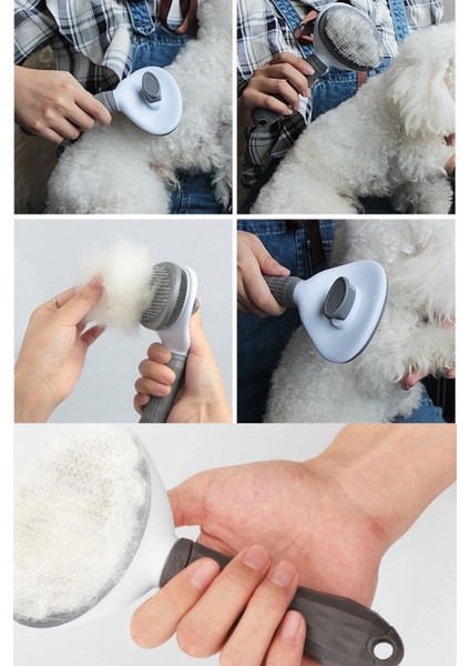 Kedi Köpek Tüy Toplayıcı Kendini Temizleyebilen Ergonomik Rahat Evcil Hayvan Tarağı Gri indirimleri