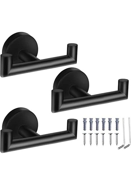 Banyo Için Çift Havlu Kancaları Siyah Duvar Montajı Kanca Çift Havlu Kanca Havlu Tutucu Mutfak Banyosu (Yurt Dışından)