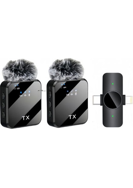 Kablosuz Yaka Mikrofonu Dsp+Anc | 360° Çok Yönlü Ses Alımı | Type-C/lightning Uyumlu | Gürültü Engelleme | Profesyonel Yayın & Çekim Mikrofonu