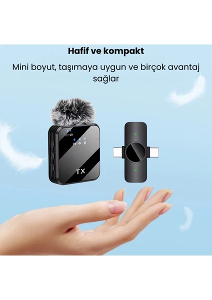 Kablosuz Yaka Mikrofonu Dsp+Anc | 360° Çok Yönlü Ses Alımı | Type-C/lightning Uyumlu | Gürültü Engelleme | Profesyonel Yayın & Çekim Mikrofonu fırsatları