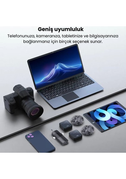 Kablosuz Yaka Mikrofonu Dsp+Anc | 360° Çok Yönlü Ses Alımı | Type-C/lightning Uyumlu | Gürültü Engelleme | Profesyonel Yayın & Çekim Mikrofonu indirimleri