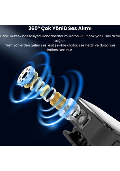 Kablosuz Yaka Mikrofonu Dsp+Anc | 360° Çok Yönlü Ses Alımı | Type-C/lightning Uyumlu | Gürültü Engelleme | Profesyonel Yayın & Çekim Mikrofonu