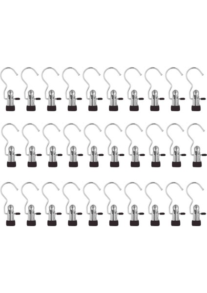 Ağır Hizmet Tipi Asılı Kancalar, Dolap Için Yeni Bot Askıları, Çamaşır Kancaları Asılı Klipsli Kıyafetler, Şapka Pantolon Havlu Siyah 30 Adet (Yurt Dışından)