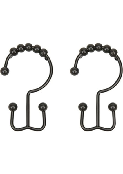 Duş Perdesi Kanca Yüzüğü Paslanmaya Dayanıklı Metal Çift Sürgülü Duş Kanca Yüzüğü Banyo Duş Perdesi Çubuğu Siyah (Yurt Dışından) fiyatları