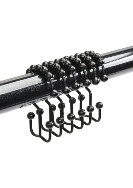 Duş Perdesi Kanca Yüzüğü Paslanmaya Dayanıklı Metal Çift Sürgülü Duş Kanca Yüzüğü Banyo Duş Perdesi Çubuğu Siyah (Yurt Dışından) modelleri