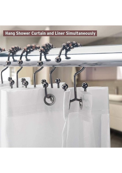 Duş Perdesi Kanca Yüzüğü Paslanmaya Dayanıklı Metal Çift Sürgülü Duş Kanca Yüzüğü Banyo Duş Perdesi Çubuğu Siyah (Yurt Dışından) indirimleri