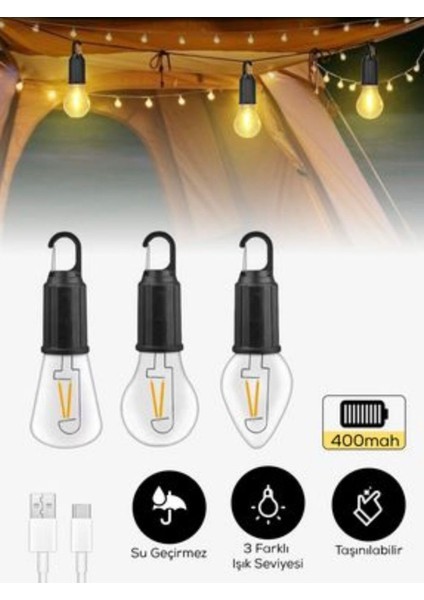 Taşınabilir Şarjlı LED Ampül Outdoor Kamp Bahçe Lambası modelleri