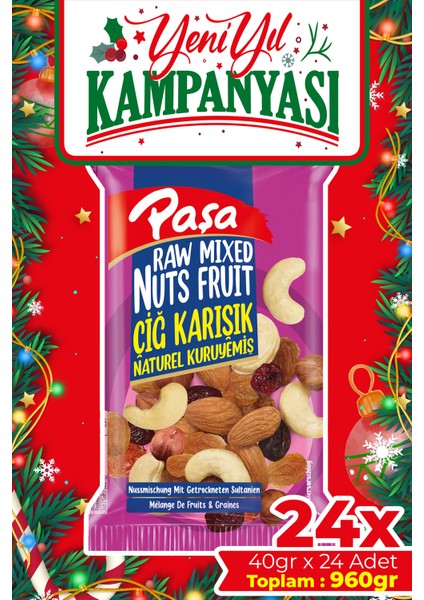 Çiğ Karışık Naturel Kuruyemiş 40 gr x 24 Adet (Toplam 960 Gr)