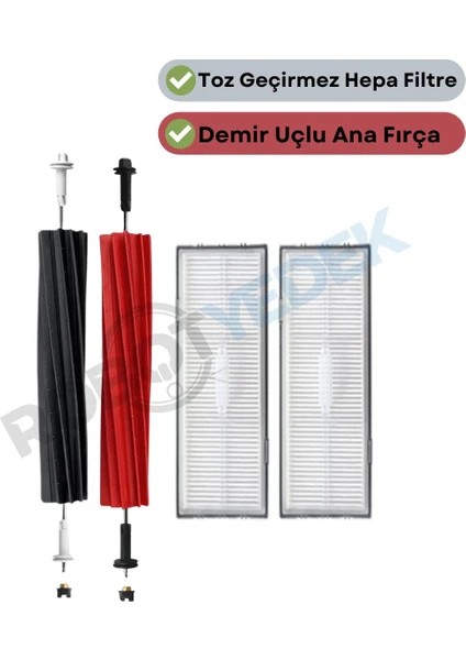 Roborock S8, S8+ Uyumlu Yedek Ana Fırça ve Hepa Filtre-4 Parça