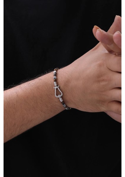 Erkek Doğaltaş Detaylı Çelik Kapama Bileklik fiyatları