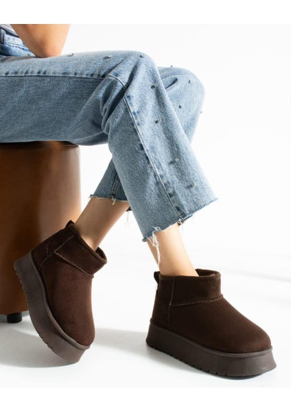 Kadın Süet Içi Kürklü Yünlü Kalın Tabanlı Kışlık Bilekte Kısa Ug Bot & Bootie fırsatları