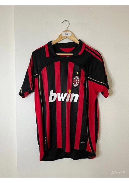 Ac Milan Retro 2005 2006 #11 Crespo Baskılı Forması (Kırmızı/siyah)
