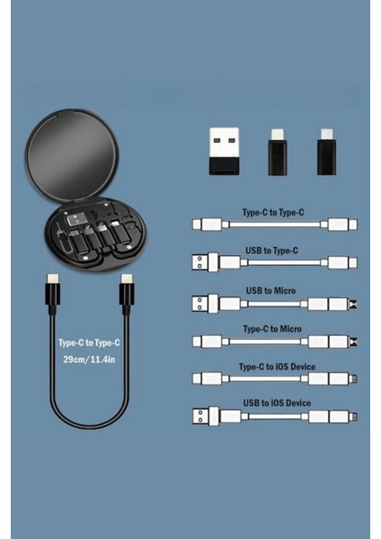 60W Destekli Kablo Kutusu Seyahat Kablo Seti 5'i 1 Arada USB Type-C Şarj Kablosu Seti fırsatları