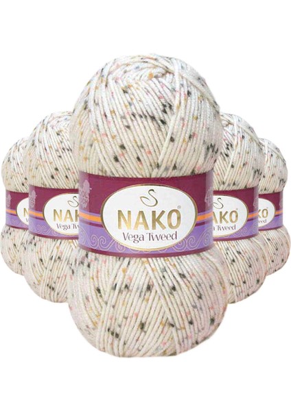 5 Adet Vega Tweed Premium Akrilik El Örgü Ipi Yünü No: 31752