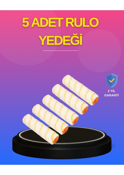 5’li Detay Boya Rulo Takımı Pürüzsüz Yüzey Için Ideal