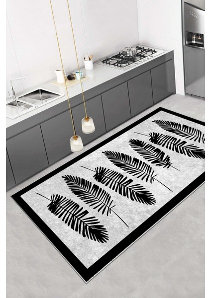 Kaymaz Taban Yıkanabilir Dijital Baskı Mutfak Halısı Siyah fiyatları