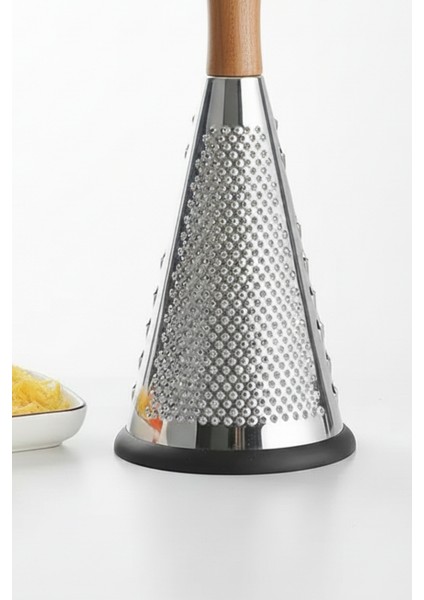 Ahşap Saplı Modern Paslanmaz Çelik Koni Rende 24 x 12 cm fırsatları