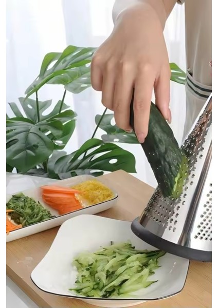 Ahşap Saplı Modern Paslanmaz Çelik Koni Rende 24 x 12 cm