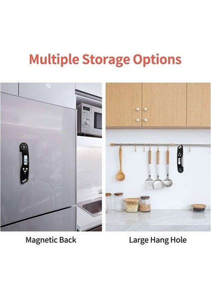 Et Termometresi Anında Okuma Termometresi Dijital Gıda Termometresi Arka Işığı LCD Ekran Katlanabilir Uzun Prob A (Yurt Dışından) modelleri