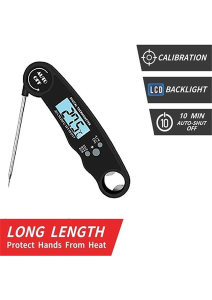 Et Termometresi Anında Okuma Termometresi Dijital Gıda Termometresi Arka Işığı LCD Ekran Katlanabilir Uzun Prob A (Yurt Dışından) fırsatları