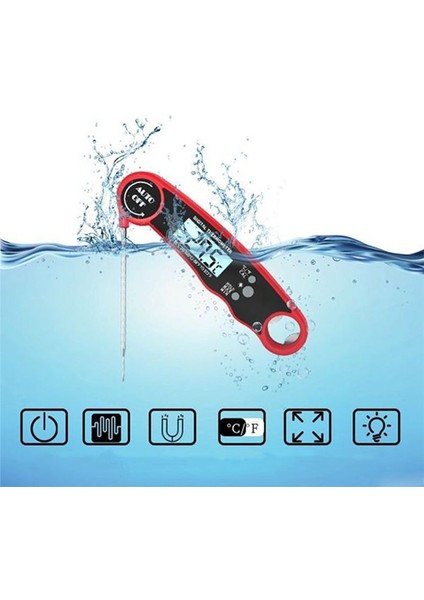 Et Termometresi Anında Okuma Termometresi Dijital Gıda Termometresi Arka Işığı LCD Ekran Katlanabilir Uzun Prob A (Yurt Dışından) indirimleri