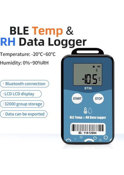 BT06 Mini Nem Sıcaklık Veri Logger Dijital 32000 Nokta Dahili Sensör Uzun Mesafe Bluetooth Kaydedici (Yurt Dışından) fiyatları