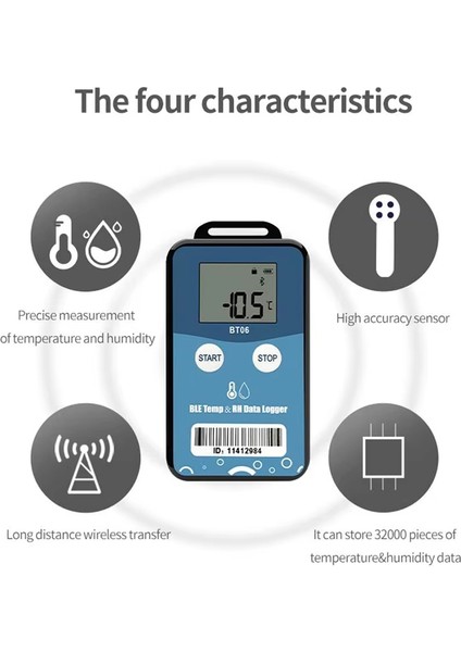 BT06 Mini Nem Sıcaklık Veri Logger Dijital 32000 Nokta Dahili Sensör Uzun Mesafe Bluetooth Kaydedici (Yurt Dışından) modelleri