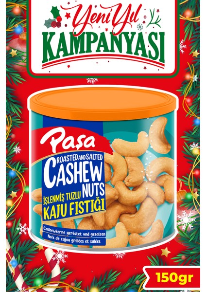 Kavrulmuş Kaju 150 gr Teneke Kutu (Tuzlu Kaju Fıstığı)