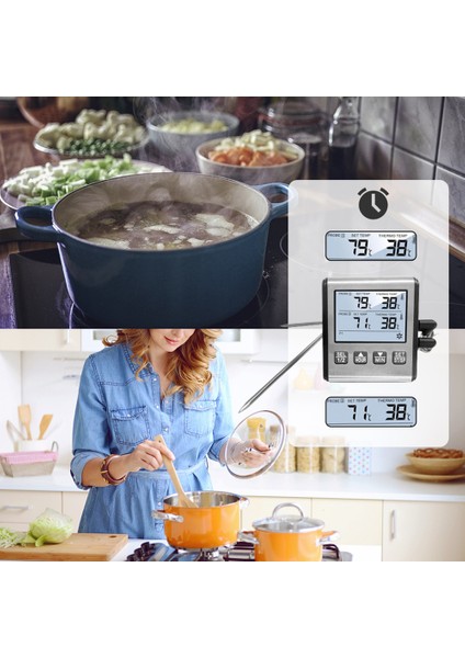TP710S Fırın Içen Mutfak Için Dijital Termometre Iki Problu Et Barbekü Termometresi ile Izgara Pişirme (Yurt Dışından) modelleri