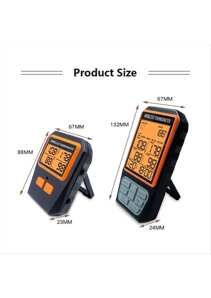 4 Prob Arka Işığı LCD Ekran 100M Kablosuz Aralık Dijital Mutfak Pişirme Barbekü Fırın Termometresi Alarmlı (Yurt Dışından) modelleri