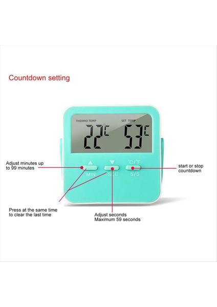 Dijital Gıda Termometresi Pişirme Sıcaklığı Alarm Pişirme Zamanlayıcı LED Ekran Paslanmaz Çelik Prob Siyah (Yurt Dışından) modelleri