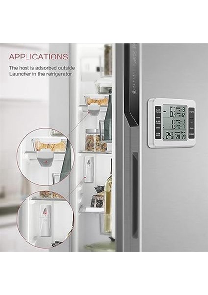 2x Kablosuz Buzdolabı Termometresi Dijital Dondurucu Termometre Sıcaklık Monitörü Kapalı Dış Mekan Için 4 Sensörlü (Yurt Dışından) fiyatları