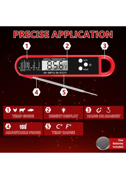 Dijital Et Termometresi Mutfak Yemekleri Için Bbq Izgara Termometresi Için Arka Işığı Anında Termometre (Yurt Dışından) fiyatları