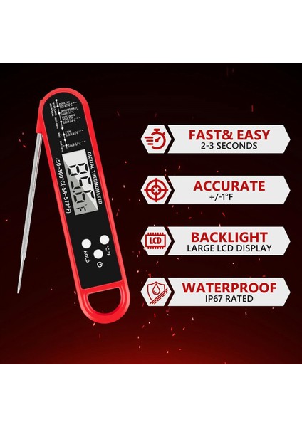 Dijital Et Termometresi Mutfak Yemekleri Için Bbq Izgara Termometresi Için Arka Işığı Anında Termometre (Yurt Dışından) modelleri