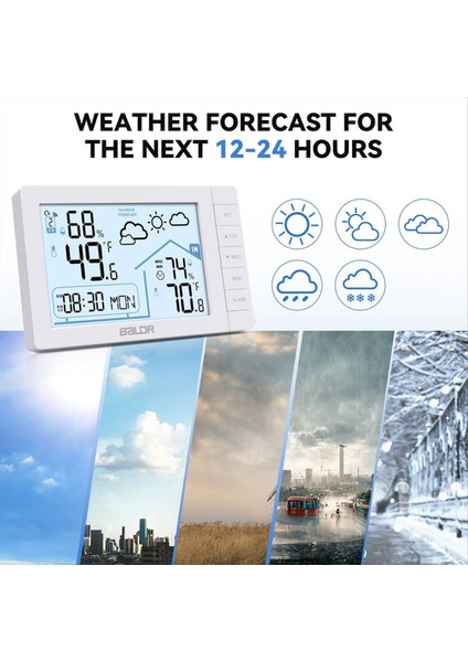 Kablosuz Sensörlü Baldr Kablosuz Hava Istasyonu Dcf Radyo Kontrollü Saat Iç/dış Mekan Termometresi Higometre Higometre (Yurt Dışından) modelleri