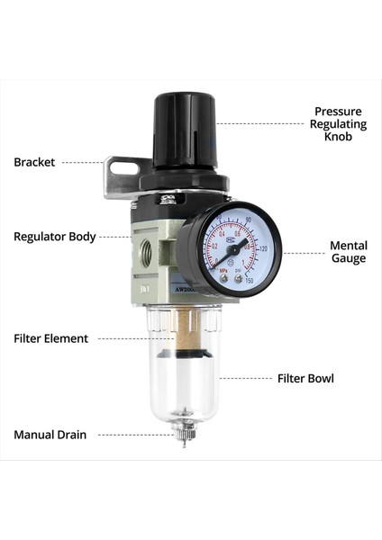 1/4 Inç Hava Kompresörü Filtre Regülatörü Combo AW2000-02 - Pirinç Elementler 150 Psı Maks Basınç Kompakt Tasarım (Yurt Dışından) fırsatları