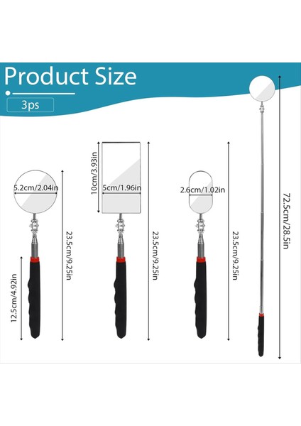 3 Paket Teleskopik Muayene Aynası Mekanik Kontrol Aynası Araç Araba Kirpik Kontrolü Için Teftiş Aracı (Yurt Dışından) indirimleri