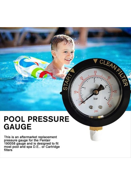 190058 Basınç Göstergesi 0-60 Psi 1/4 Inç Npt Alt Montaj Yüzme Havuzu ile Filtre Su Basınç Göstergesi Başlatın ve Temizleyin (Yurt Dışından) fırsatları